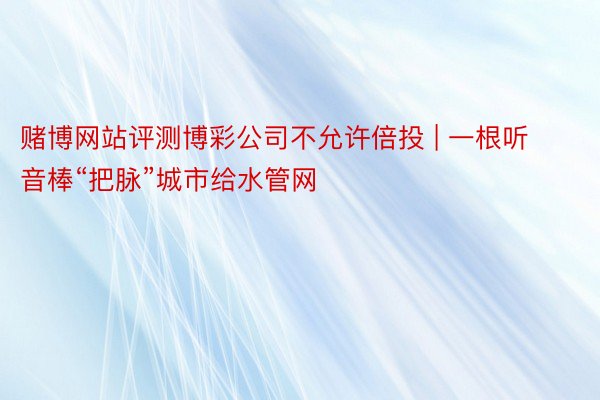 赌博网站评测博彩公司不允许倍投 | 一根听音棒“把脉”城市给水管网