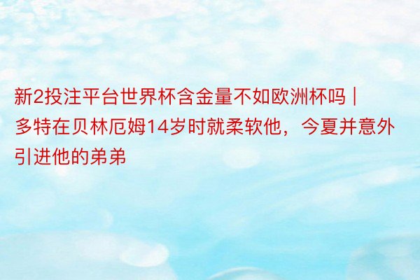 新2投注平台世界杯含金量不如欧洲杯吗 | 多特在贝林厄姆14岁时就柔软他，今夏并意外引进他的弟弟