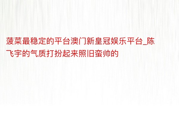 菠菜最稳定的平台澳门新皇冠娱乐平台_陈飞宇的气质打扮起来照旧蛮帅的