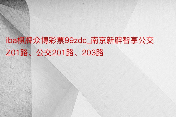 iba棋牌众博彩票99zdc_南京新辟智享公交Z01路、公交201路、203路