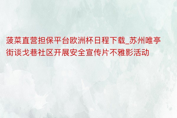 菠菜直营担保平台欧洲杯日程下载_苏州唯亭街谈戈巷社区开展安全宣传片不雅影活动