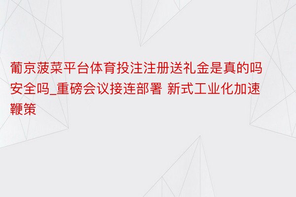 葡京菠菜平台体育投注注册送礼金是真的吗安全吗_重磅会议接连部署 新式工业化加速鞭策